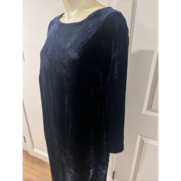 Antonelli Firenze Navy Blue Velvet 3/4 Length Dress Size 46 / US 14 - Picture 2 of 6
